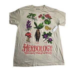 Harry Potter Herbology Hogwarts School Graphic T-Shirt Sand Beige Mens M NEW‎